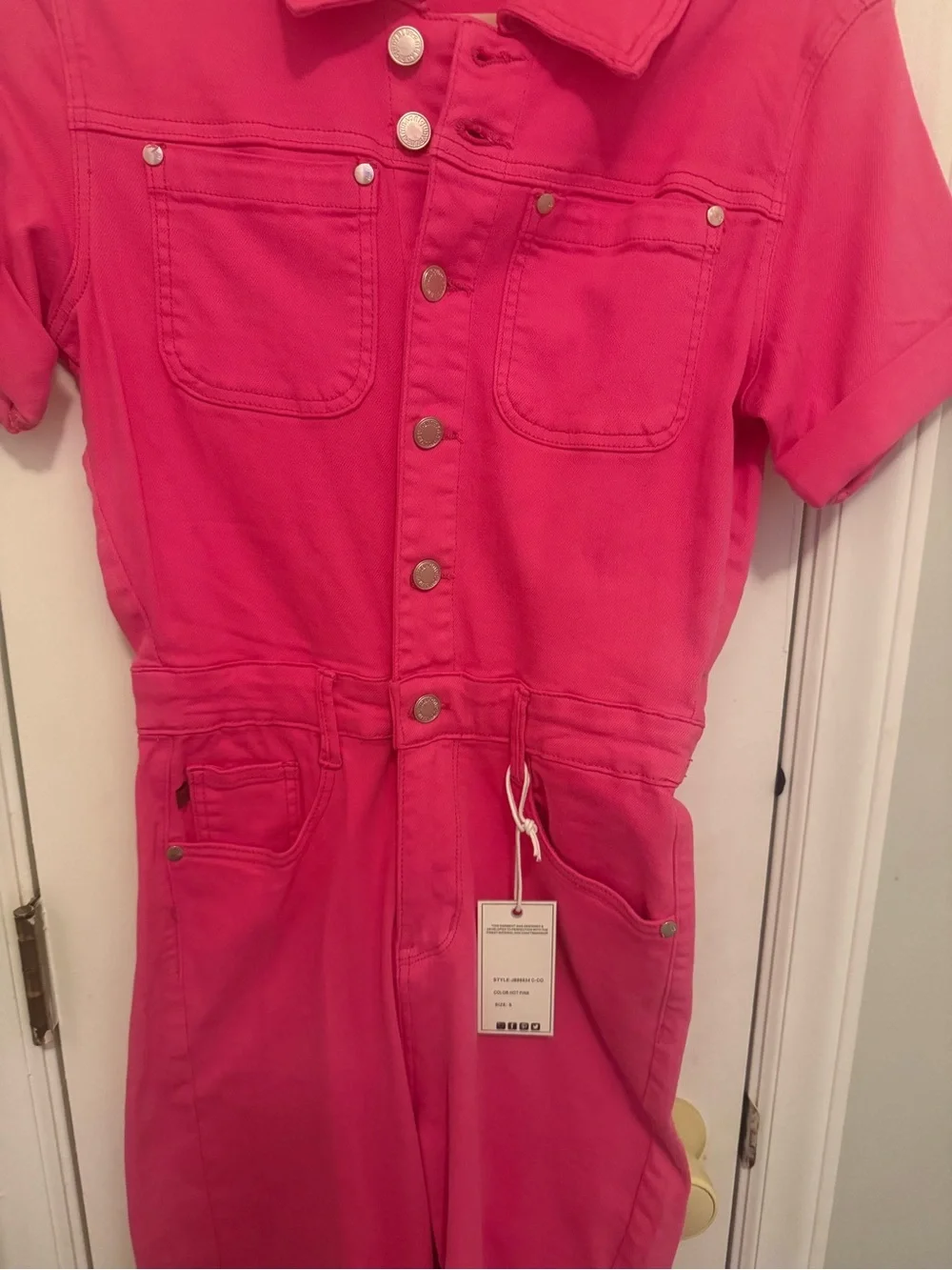 Judy blue pink denim jumpsuit nwt small